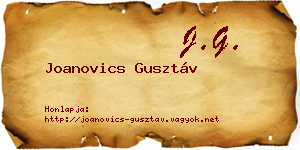 Joanovics Gusztáv névjegykártya